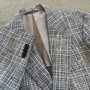 Dan John Italy Linen Cotton Blazer‎ EU46 US36R Textured Ecru Tweed Jacket NWOT